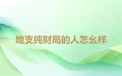 地支纯财局的人怎么样