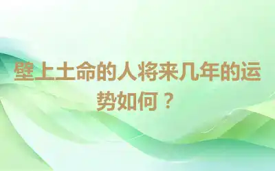 壁上土命的人将来几年的运势如何？