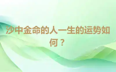 沙中金命的人一生的运势如何？