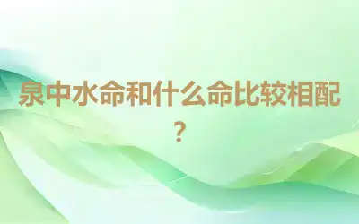 泉中水命和什么命比较相配？
