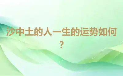 沙中土的人一生的运势如何？
