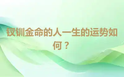 钗钏金命的人一生的运势如何？