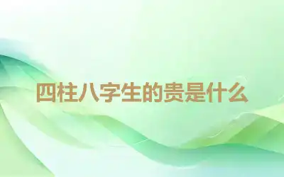 四柱八字生的贵是什么