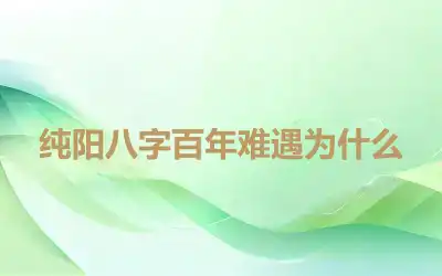 纯阳八字百年难遇为什么