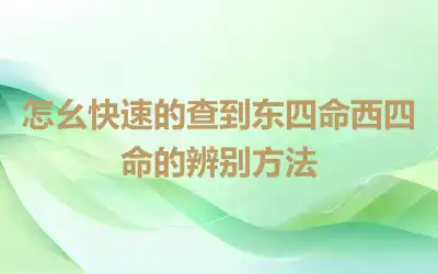 怎么快速的查到东四命西四命的辨别方法