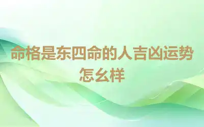 命格是东四命的人吉凶运势怎么样