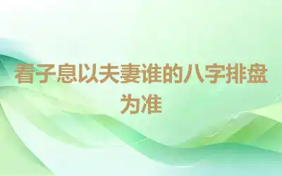 看子息以夫妻谁的八字排盘为准