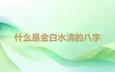 什么是金白水清的八字