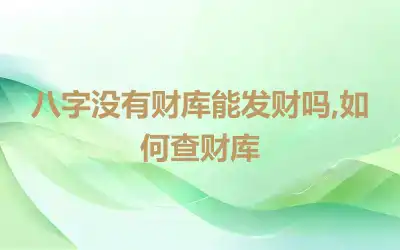 八字没有财库能发财吗,如何查财库
