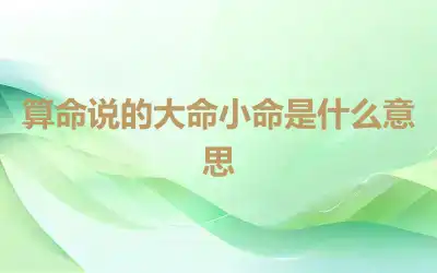 算命说的大命小命是什么意思
