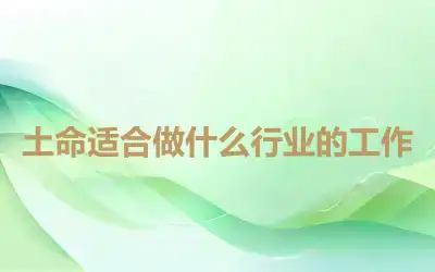 土命适合做什么行业的工作