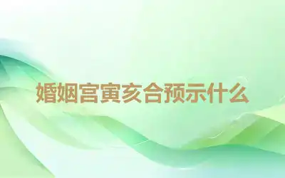 婚姻宫寅亥合预示什么